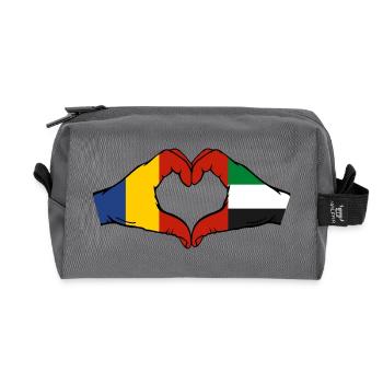 Romania United Arab Emirates Heart - Recycled Toiletry Zip Bag - anthracite - Front