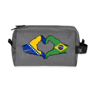 Bosnien Brasilien Flagge Hände Herzform used - Recycelte Kulturtasche - Anthrazit - Vorne