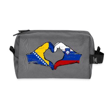 Bosnien Slowenien Flagge Hände Herzform used - Recycelte Kulturtasche - Anthrazit - Vorne
