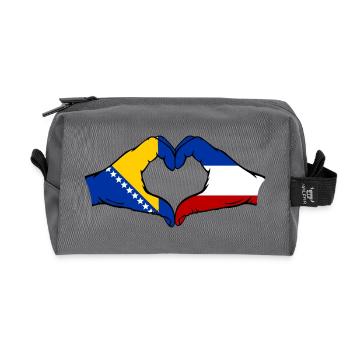 Bosnia Holland Flag Hands Heart Shape - Recycled Toiletry Zip Bag - anthracite - Front