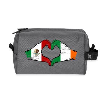 Mexique Drapeau Irlande mains forme de cœur utilisé - Trousse de toilette en tissu recyclé - anthracite - Devant