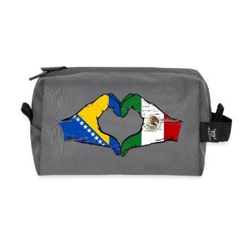 Bosnia Mexico flag hands heart shape used - Recycled Toiletry Zip Bag - anthracite - Front