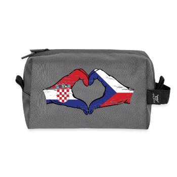 Kroatien Tschechien Flagge Hände Herzform used - Recycelte Kulturtasche - Anthrazit - Vorne