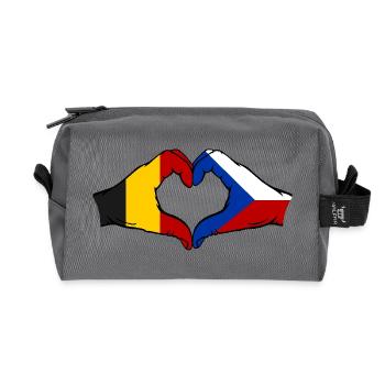 Belgien Tschechien Flagge Hände Herzform - Recycelte Kulturtasche - Anthrazit - Vorne