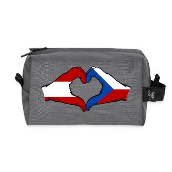 Österreich Tschechien Flagge Hände Herzform - Recycelte Kulturtasche - Anthrazit - Vorne
