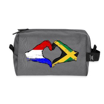 Holland Jamaica Flag Hands Heart Shape Used - Recycled Toiletry Zip Bag - anthracite - Front