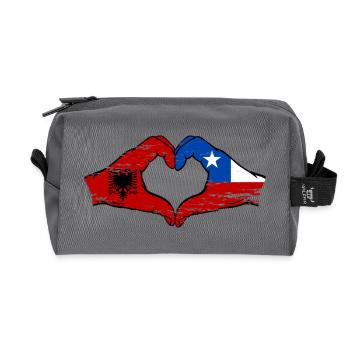 Albanien Chile Flagge Hände Herzform used - Recycelte Kulturtasche - Anthrazit - Vorne