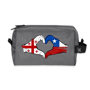 Georgien Chile Flagge Hände Herzform used - Recycelte Kulturtasche - Anthrazit - Vorne