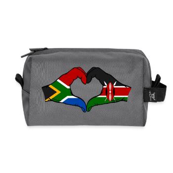 South Africa Kenya Flag Hands Heart - Recycled Toiletry Zip Bag - anthracite - Front