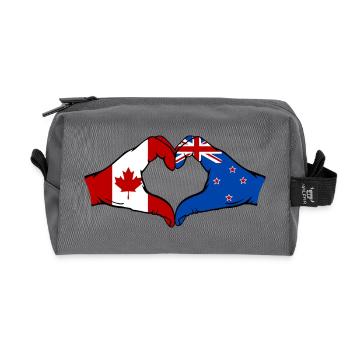 Drapeau du Canada Nouvelle-Zélande Mains Forme de Coeur - Trousse de toilette en tissu recyclé - anthracite - Devant