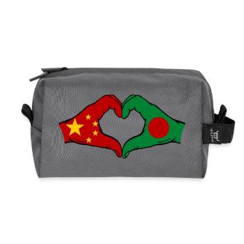 China Bangladesh Flag Hands Heart Shape - Recycled Toiletry Zip Bag - anthracite - Front
