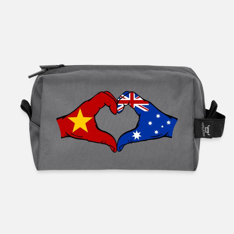 Vietnam Australien Flagge Hände Herzform - Recycelte Kulturtasche - Anthrazit