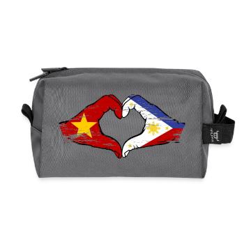 Vietnam Philippinen Flagge Hände Herzform used - Recycelte Kulturtasche - Anthrazit - Vorne