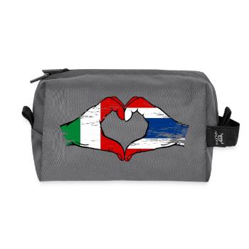 Italie Drapeau Thaïlande mains forme coeur utilisé - Trousse de toilette en tissu recyclé - anthracite - Devant