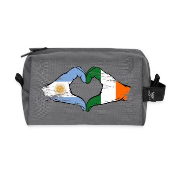 Argentinien Irland Flagge Hände Herzform used - Recycelte Kulturtasche - Anthrazit - Vorne