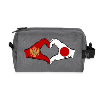 Montenegro Japan Flag Hands Heart Shape - Recycled Toiletry Zip Bag - anthracite - Front