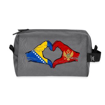 Bosnien Montenegro Flagge Hände Herzform used - Recycelte Kulturtasche - Anthrazit - Vorne