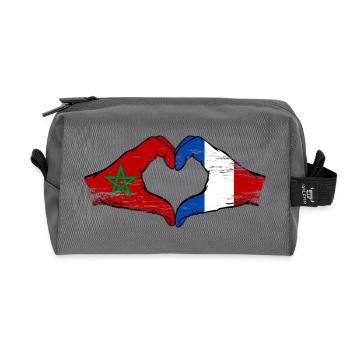 Drapeau du Maroc France Aiguilles Coeur - Trousse de toilette en tissu recyclé - anthracite - Devant
