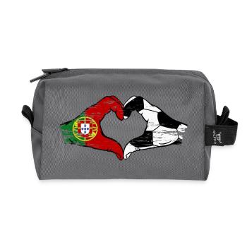 Portugal Football Drapeau Mains Coeur Forme Utilisé - Trousse de toilette en tissu recyclé - anthracite - Devant