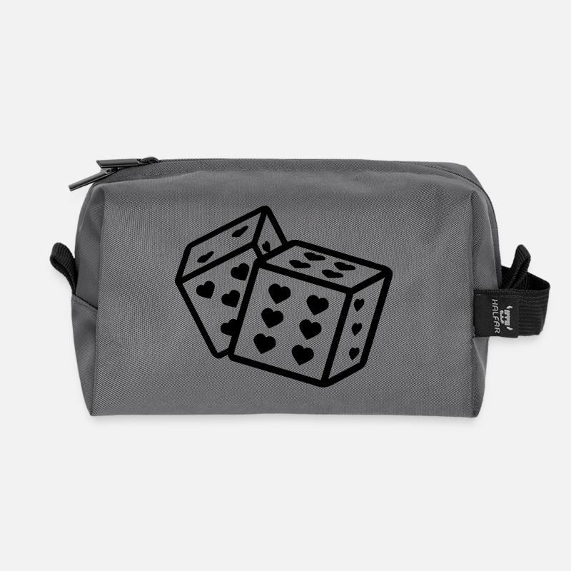 Dice with Heart Heart Dice Player - Recycled Toiletry Zip Bag - anthracite