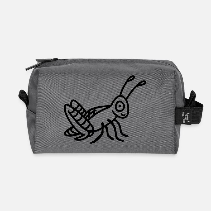 Grashüpfer - line - Recycelte Kulturtasche - Anthrazit