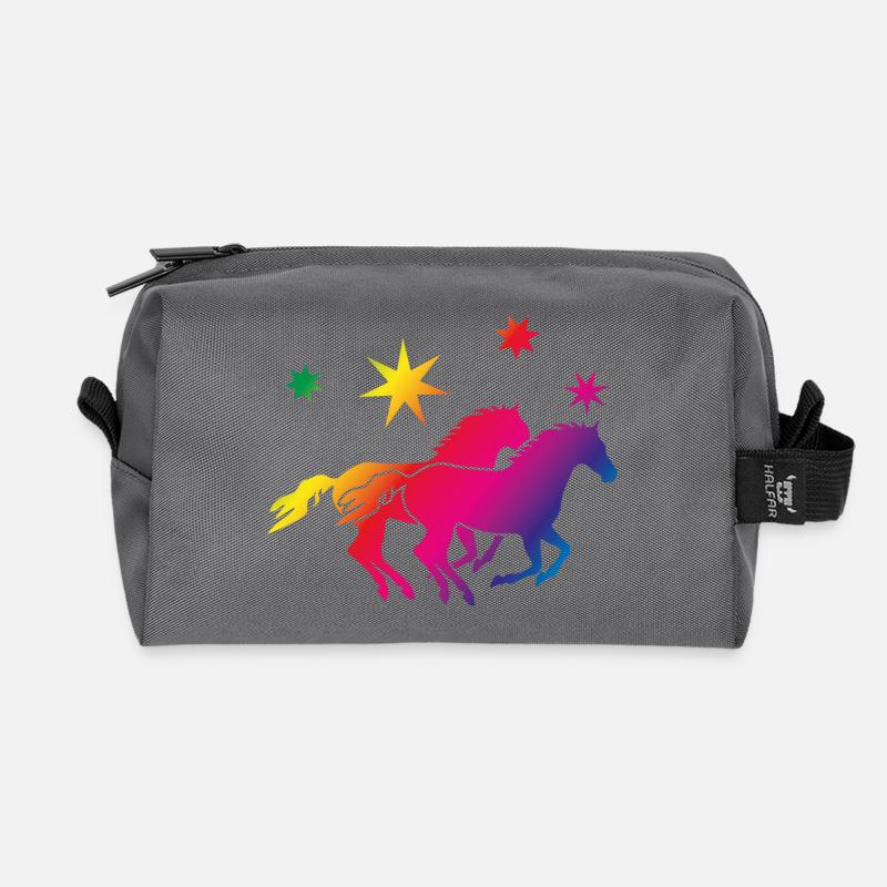 Regenbogenpferde Sternenglanz - Recycelte Kulturtasche - Anthrazit