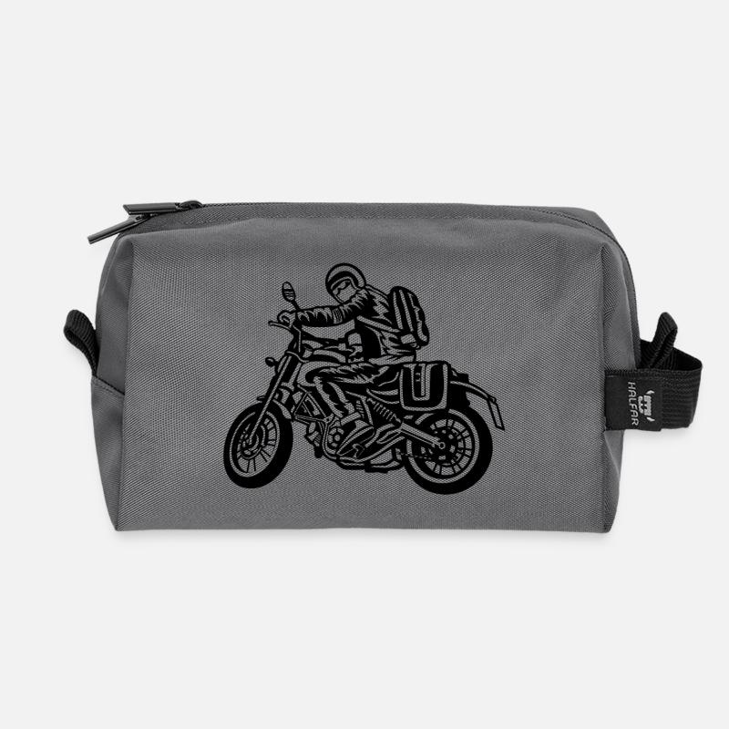 Motorrad Touring / Motorcycle 01_weiß - Recycelte Kulturtasche - Anthrazit