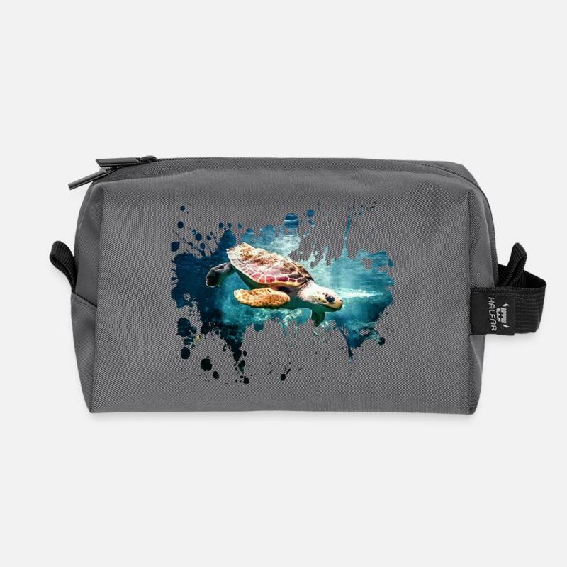 Schildkröte Splash - Recycelte Kulturtasche - Anthrazit