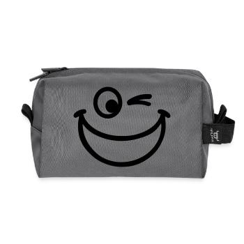 Smiley - Recycled Toiletry Zip Bag - anthracite - Front