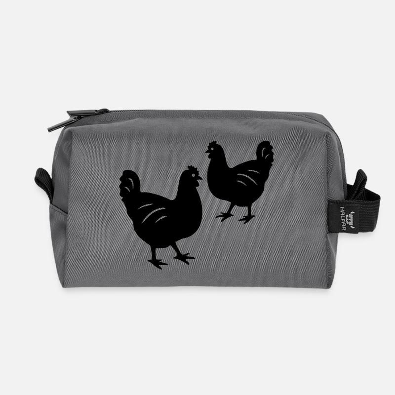 Hühner - Recycelte Kulturtasche - Anthrazit