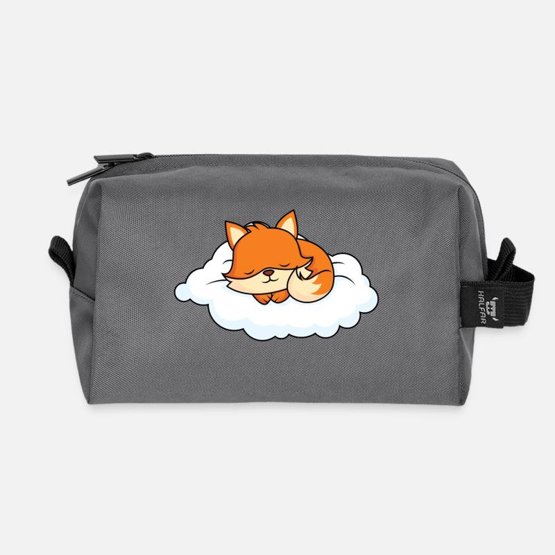 Kleiner Fuchs schläft auf Wolke - Recycelte Kulturtasche - Anthrazit