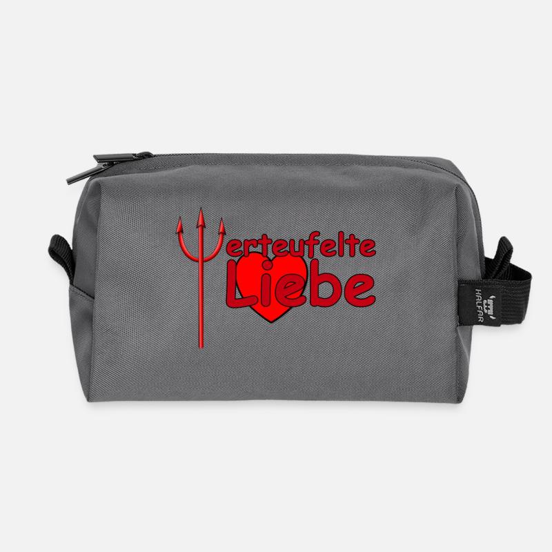 Liebe Teufel verliebt Valentinstag Ehe Paar - Recycelte Kulturtasche - Anthrazit
