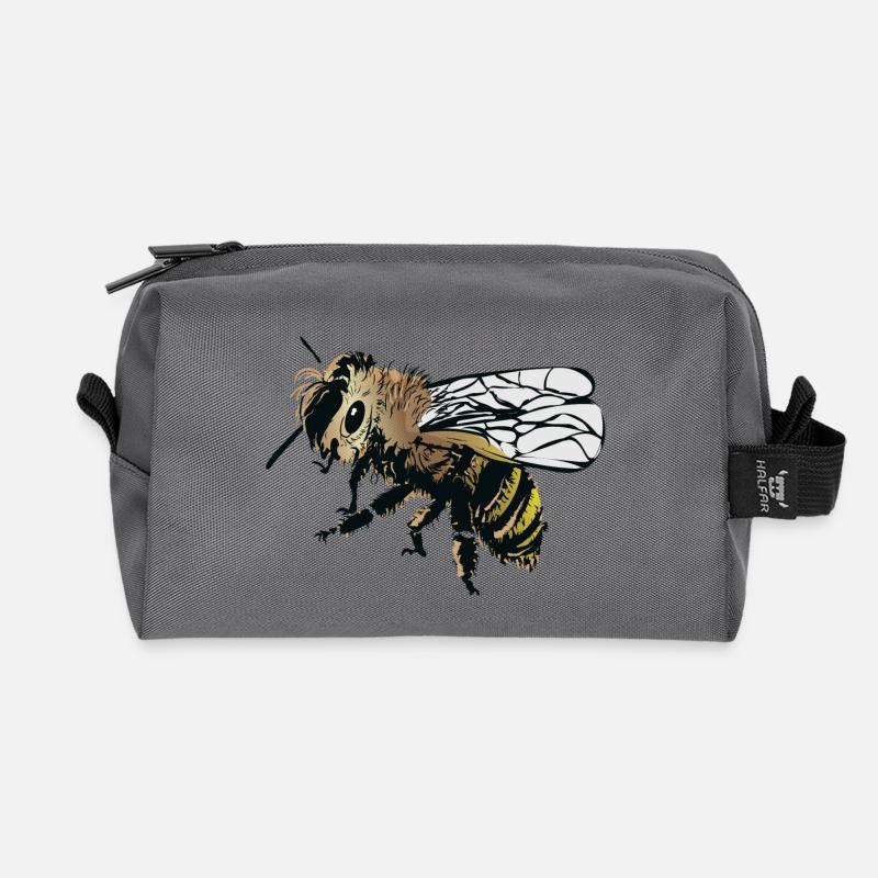 Stilisiertes Honigbiene Illustration - Recycelte Kulturtasche - Anthrazit