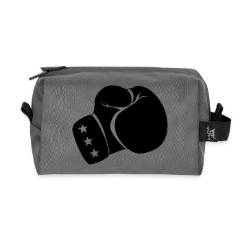 Boxing glove boxing - Recycled Toiletry Zip Bag - anthracite - Front
