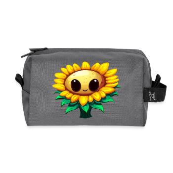 Kawaii Sonnenblume: Niedliche Sommerblume mit groß - Recycelte Kulturtasche - Anthrazit - Vorne