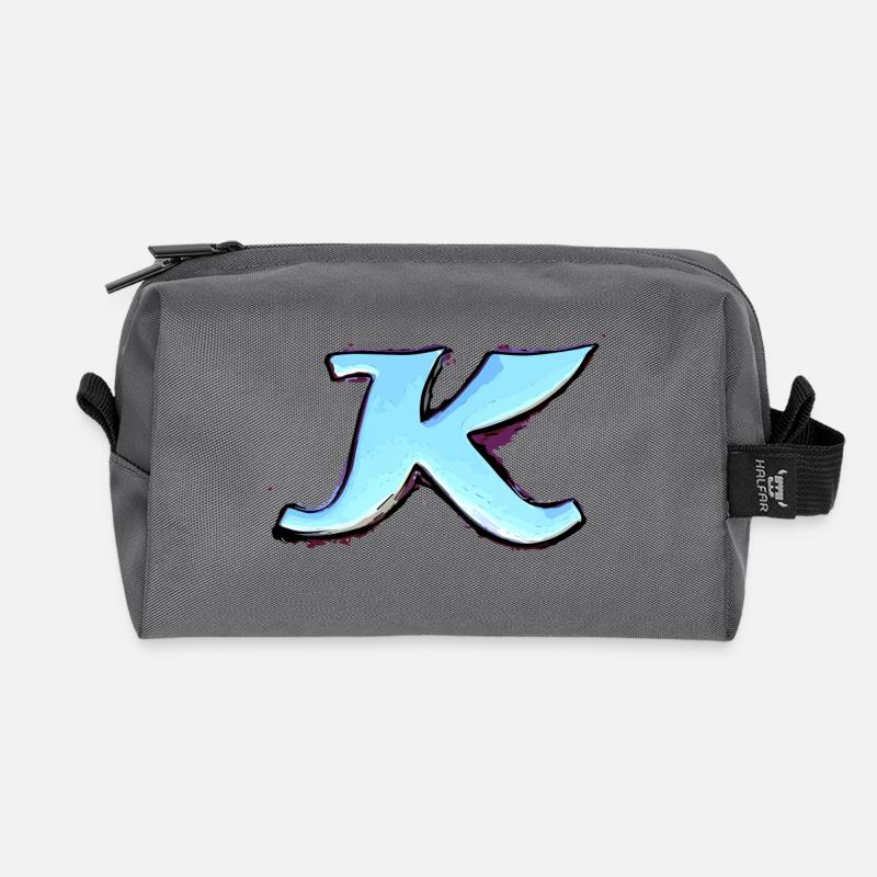 Buchstabe K - Recycelte Kulturtasche - Anthrazit