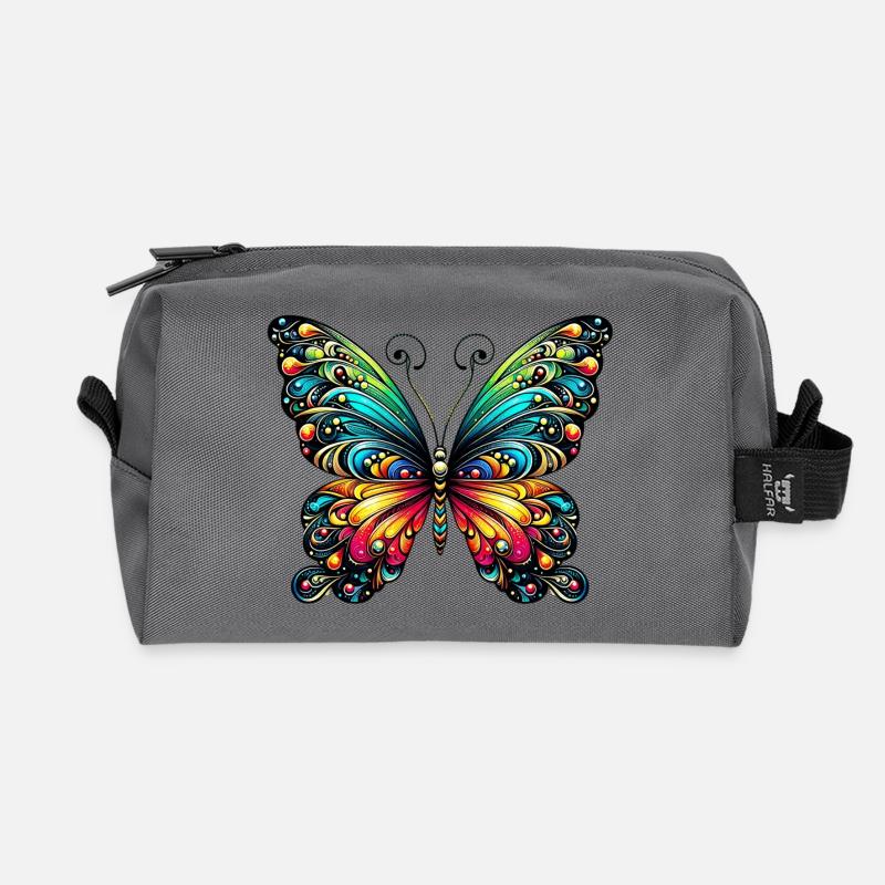 Schmetterling - Recycelte Kulturtasche - Anthrazit