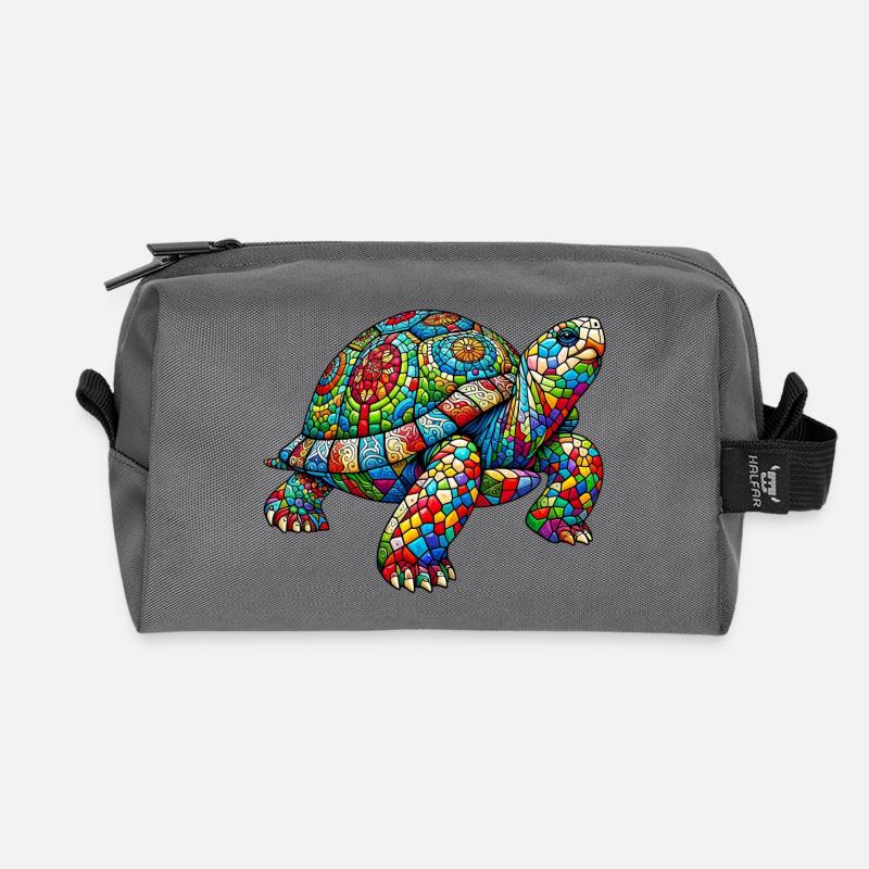 Schildkröte - Recycelte Kulturtasche - Anthrazit