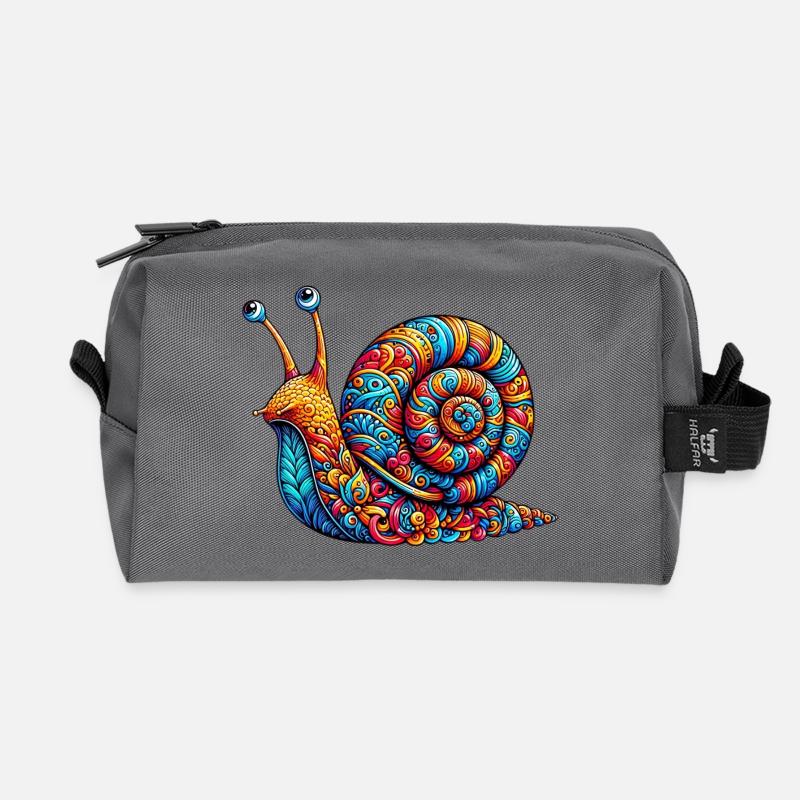 Snail - Recycled Toiletry Zip Bag - anthracite