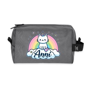 Anni Name Vorname Einhornkatze - Recycelte Kulturtasche - Anthrazit - Vorne