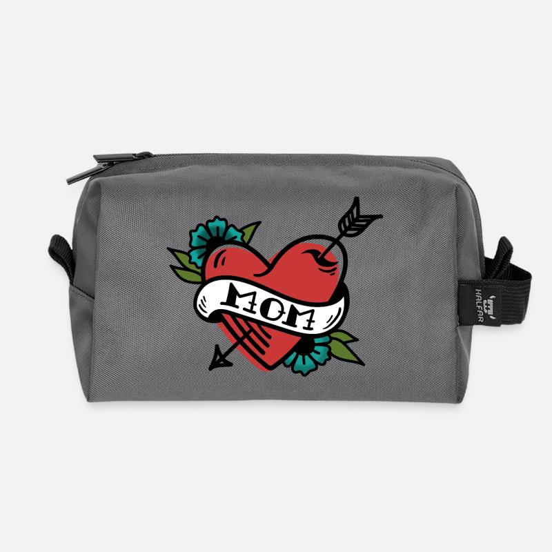 Mutterherz Banner Tattoo - Recycelte Kulturtasche - Anthrazit