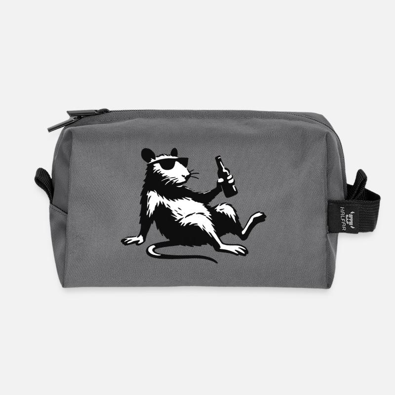 Ratte mit Flasche Sonnenbrille - Recycelte Kulturtasche - Anthrazit