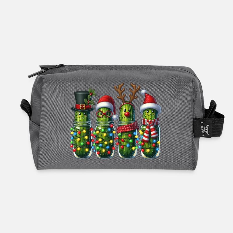 Cucumbers Christmas Squad Lights - Recycled Toiletry Zip Bag - anthracite