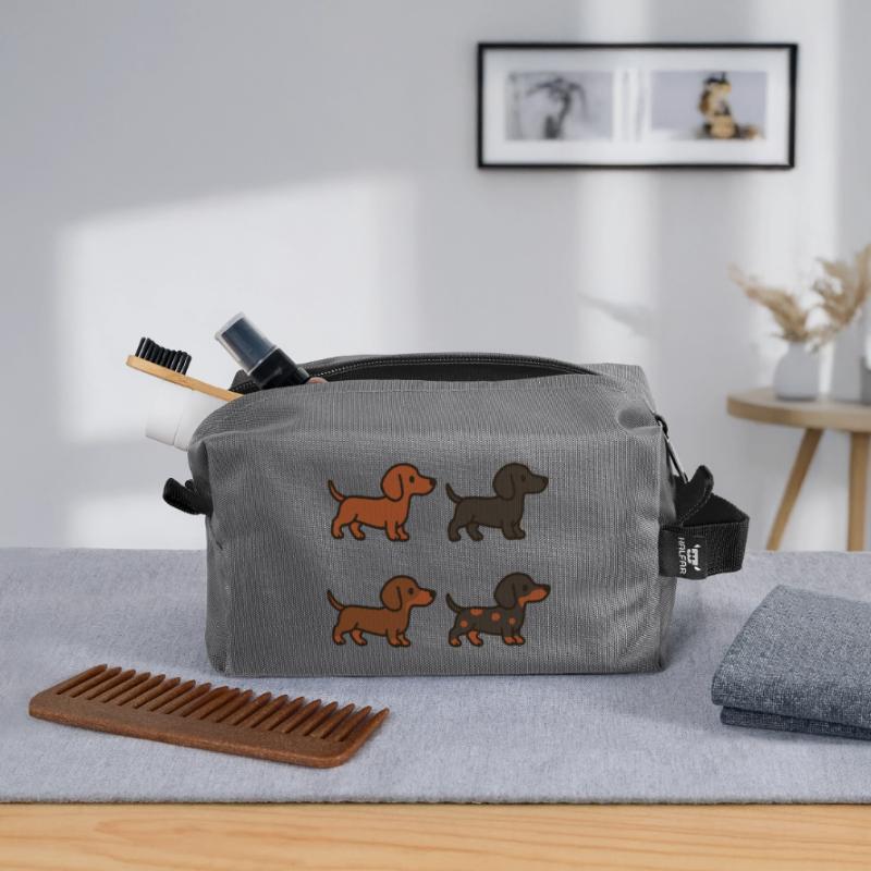 Ensemble d’illustrations de teckel mignon Trousse de toilette en tissu recyclé