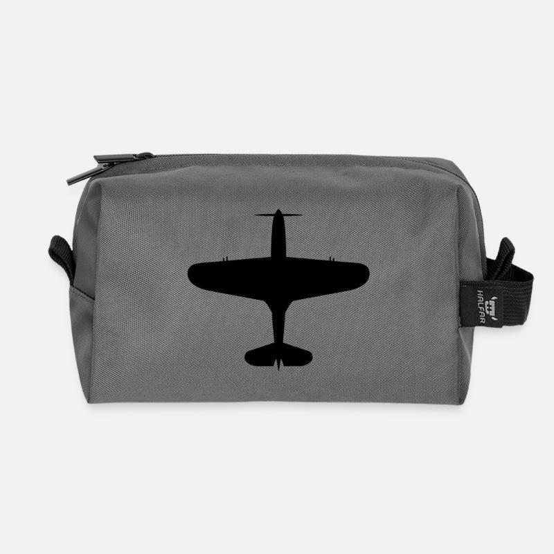 Top-Down Airplane Silhouette - Recycled Toiletry Zip Bag - anthracite