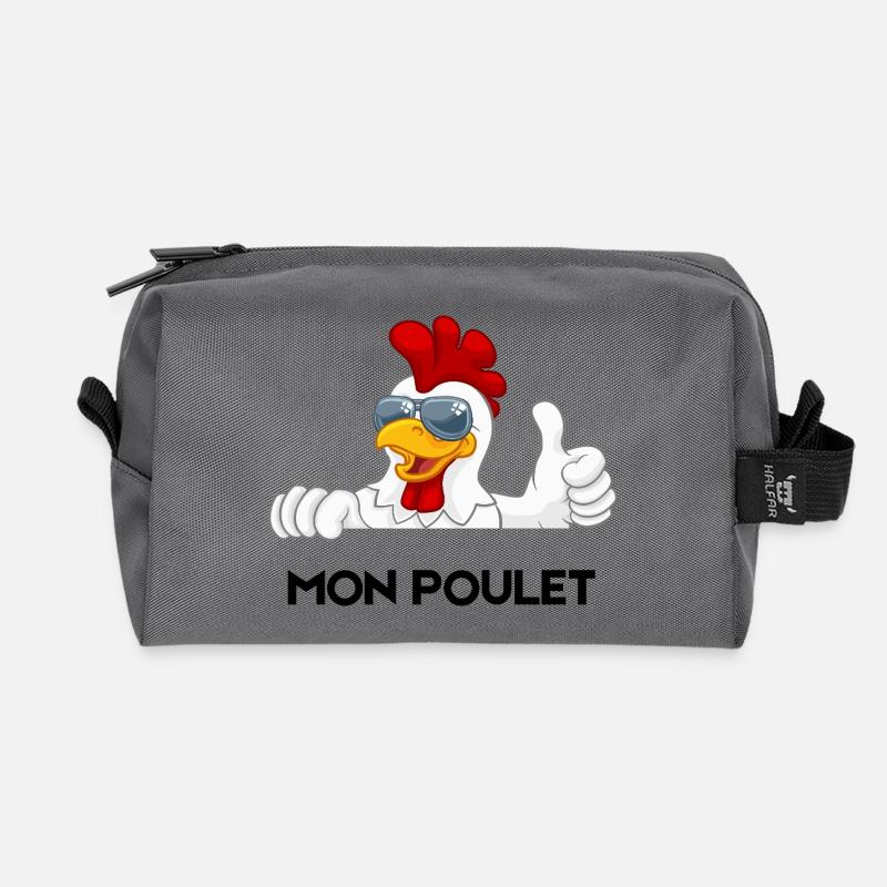Cool rooster in sunglasses - Recycled Toiletry Zip Bag - anthracite