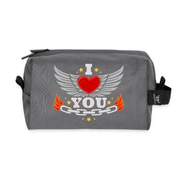 I Love You – Biker Heart Love Valentinstag - Recycelte Kulturtasche - Anthrazit - Vorne