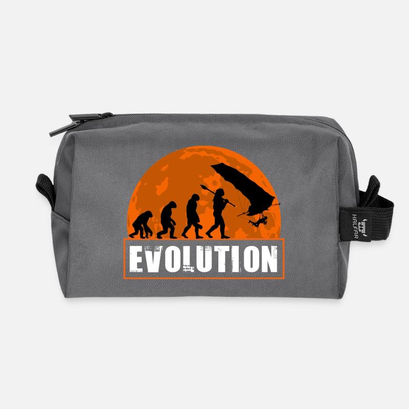 Evolution of Hang Glider Pilot Sunset Design - Recycled Toiletry Zip Bag - anthracite
