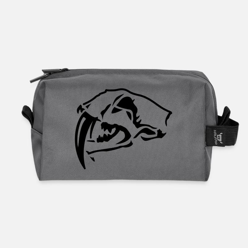 Sabre-toothed Tiger Skull - Recycled Toiletry Zip Bag - anthracite