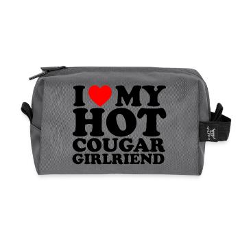 Red Heart Handwritten Love - Recycled Toiletry Zip Bag - anthracite - Front